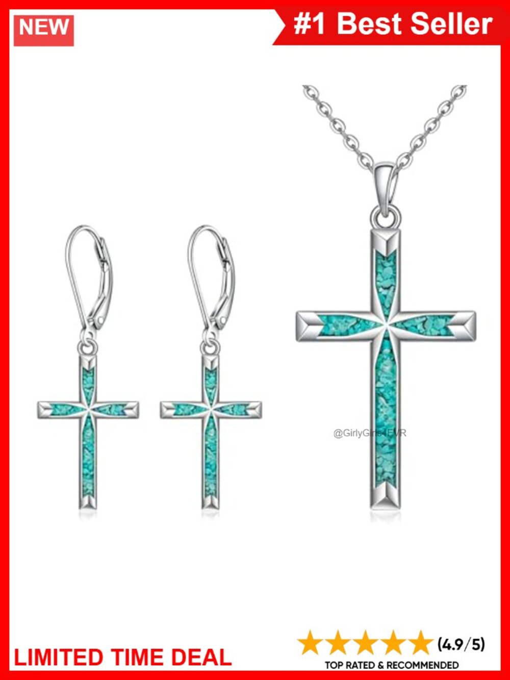 sterling silver turquoise cross necklace earrings jewelry set